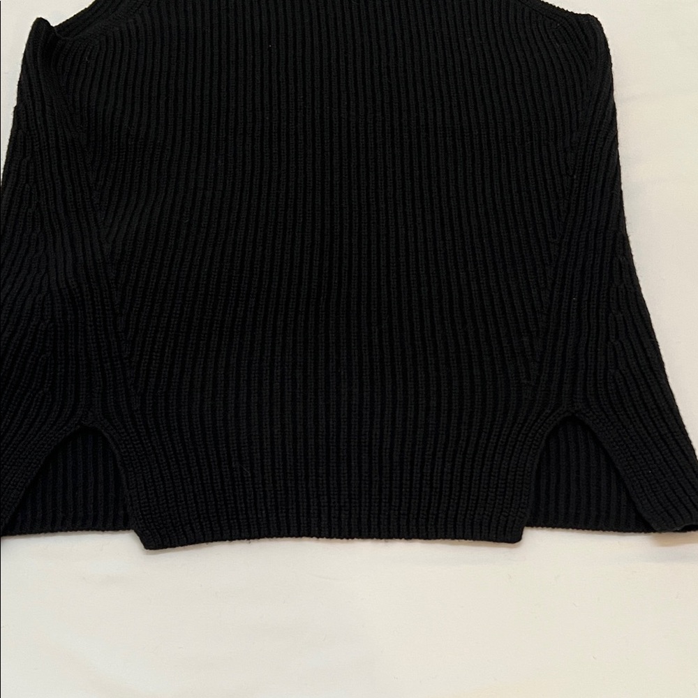 LOFT Black Sleeveless Quite Luxury Mock Neck Vertical Ribbed Decorative Sweater - Picture 11 of 13